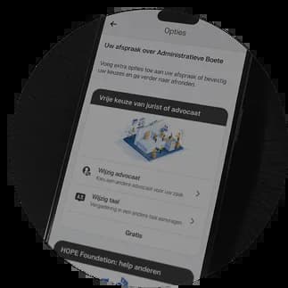Cliënt selecteert extra juridische opties in de app van The Law Firm.